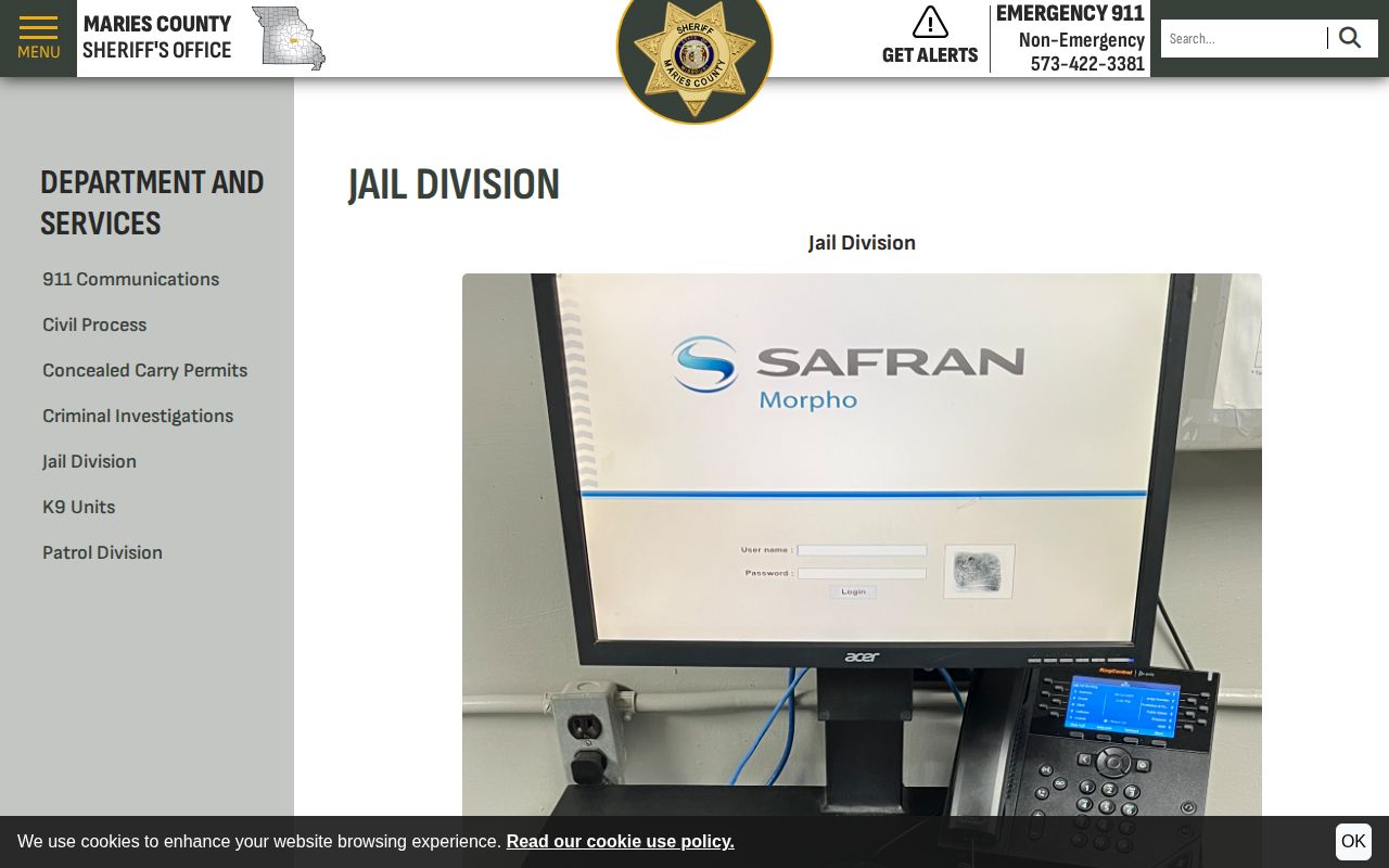 Maries County Detention Center official jail and release operations page