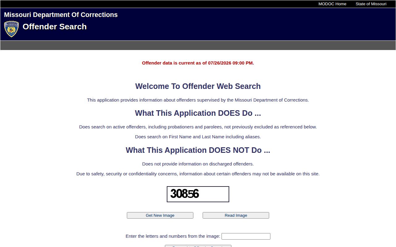Missouri active offender search scope for Maries County release research